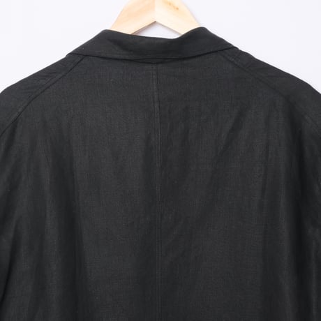 30-40s France Vintage Linbleuvil Black Linen  Maquignon Coat Dead Stock