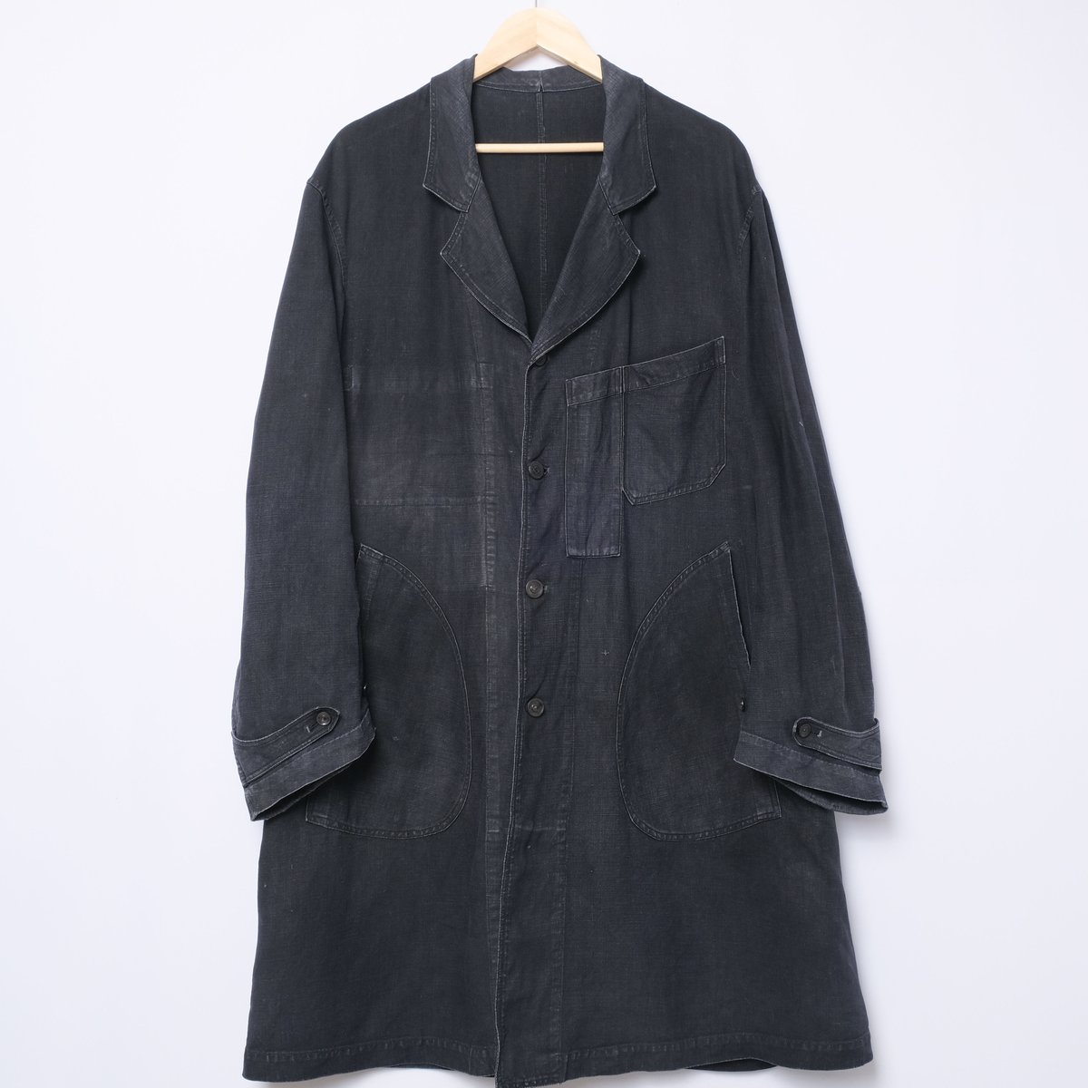 30-40s France Vintage SALACHE Black Linen Maqu 30-40s France Vintage SALACHE Black Linen Maqu