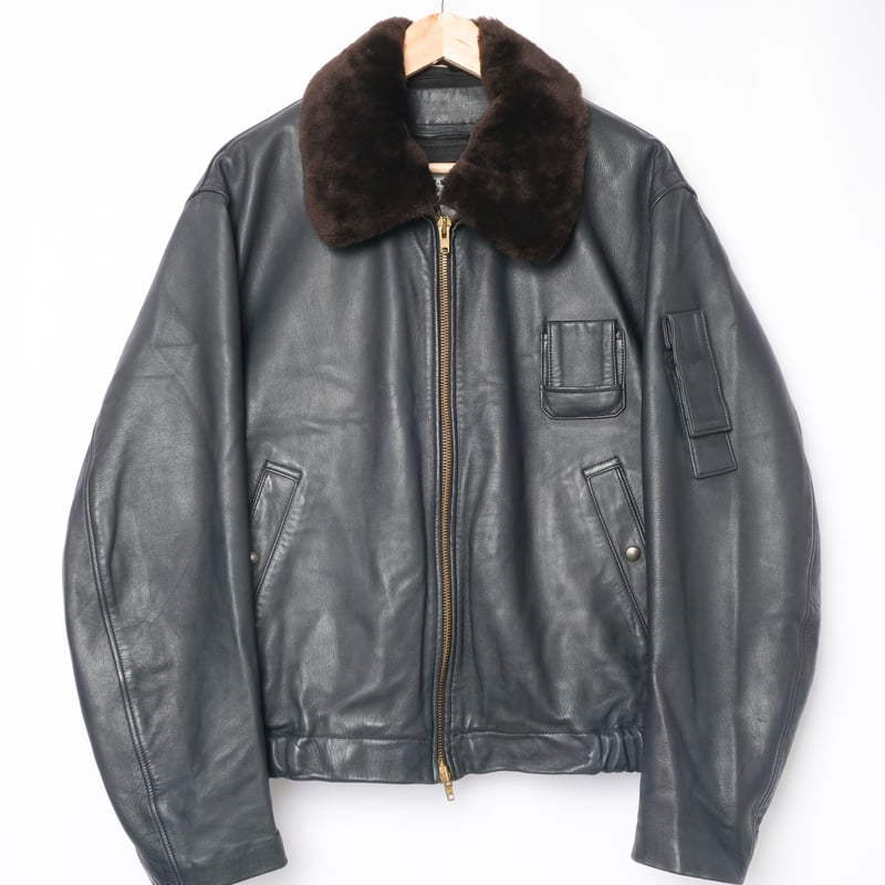 French Army Pilot Leather Jacket (Navy) Size104