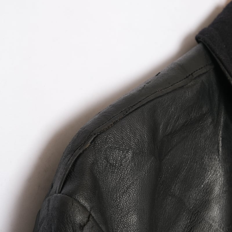 70s France Vintage GVF Leather Jacket Wool Coll