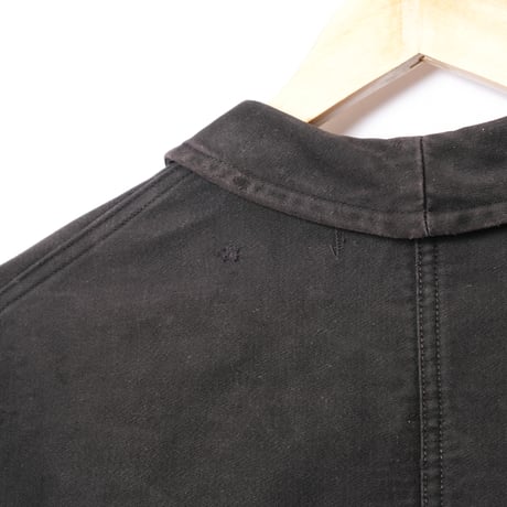 50s France Vintage Le Mont Saint Martin Black Moleskin Work Jacket