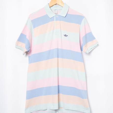 70-80s Vintage adidas VENTEX Half Sleeve Polo Shirt Pale Tone（Made in France）