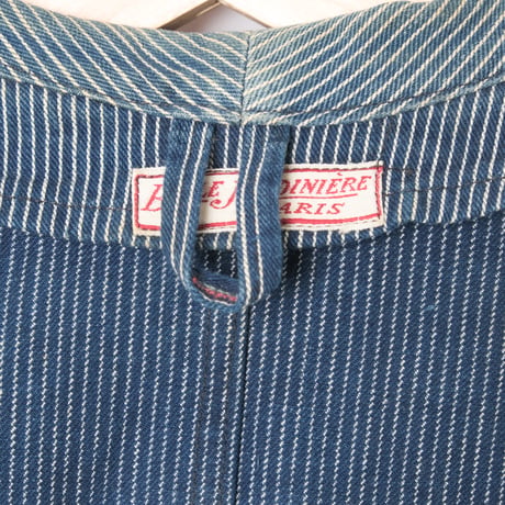 -30s France Vintage ETAT Belle Jardiniere Indigo Striped Work Jacket