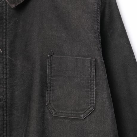 50s France Vintage Le Mont Saint Martin Black Moleskin Work Jacket
