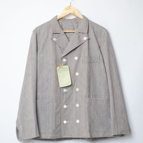 50s-60s  French Striped Butcher (Cook) Jacket  Dead Stock