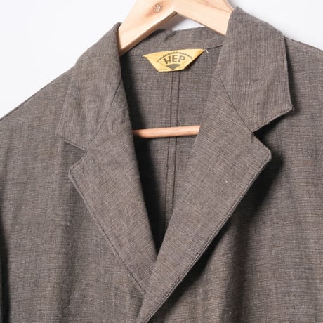 50-60s France Vintage Canvas Black Chambray Tailored Jacket 52