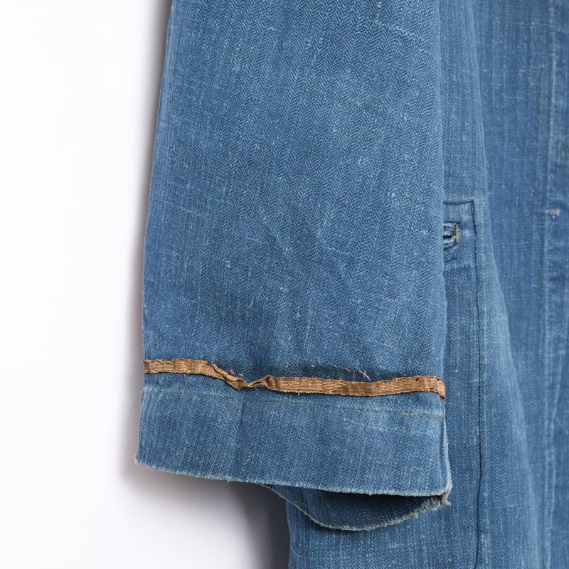 1900s France Antique HBT Indigo Linen Fireman D