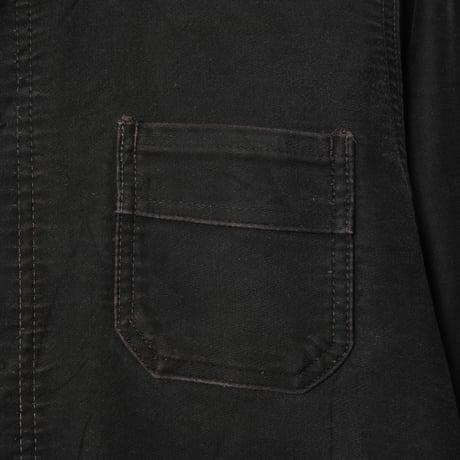 40-50s France Vintage Le Mont St Michel Black Moleskin Jacket