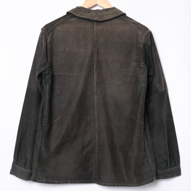 30-40s France Vintage Black Moleskin Work Jacke