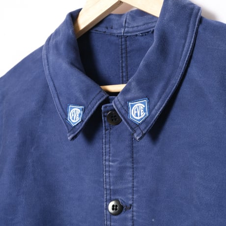 50-60s France Vintage Le Sans Pareil Blue Moleskin Jacket 1