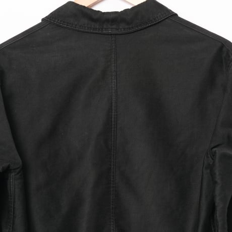 40-50s  France Vintage Le Mont St Vincent Black Moleskin Jacket 4 Buttons