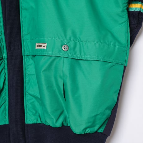 80s Vintage adidas Ventex Green × Navy Blouson (Made in France)Dead Stock