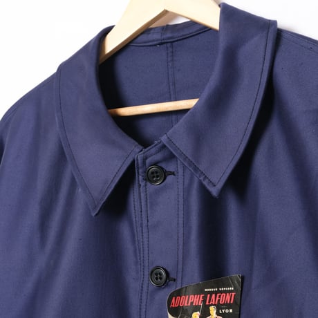 40s-50s France Vintage Adolphe Lafont  Blue Moleskin Jacket Dead Stock