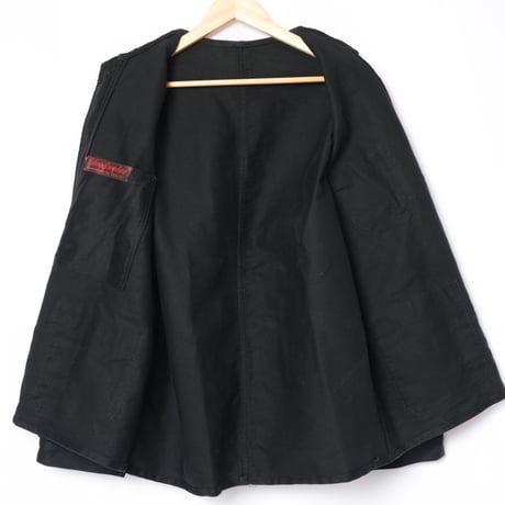 40-50s France Vintage Dubure & Deverchére Black Moleskin Jacket