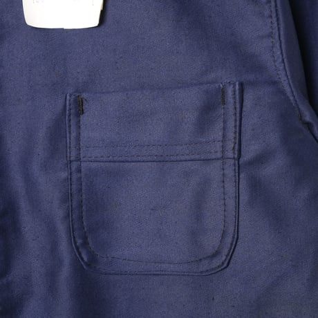 60s France Vintage A St Michel Blue Moleskin Work Jacket Dead Stock
