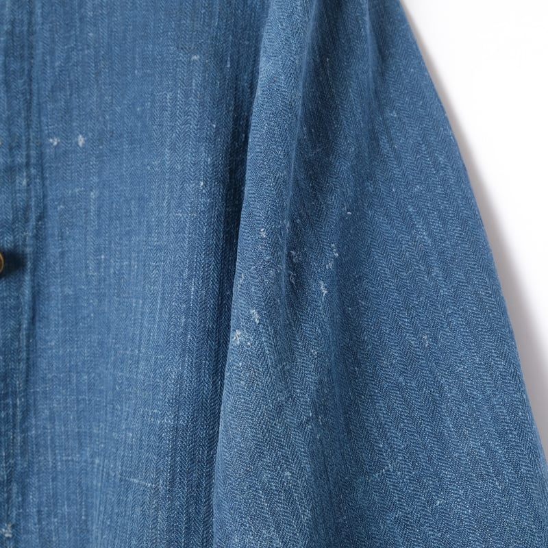 y*o様 〜20's indigo linen french fireman p 1900's ~ French Indigo Linen Herringbone Fireman Jacket