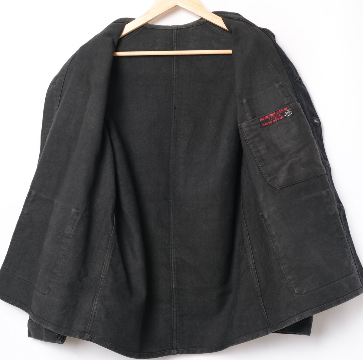 30's〜40s adolphe lafont ブラックモールスキンカバーオール 40s France Vintage Adolphe Lafont Black Moleski