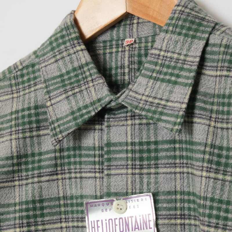 40-50s French Vintage Flannel Granpa Shirts Gr...