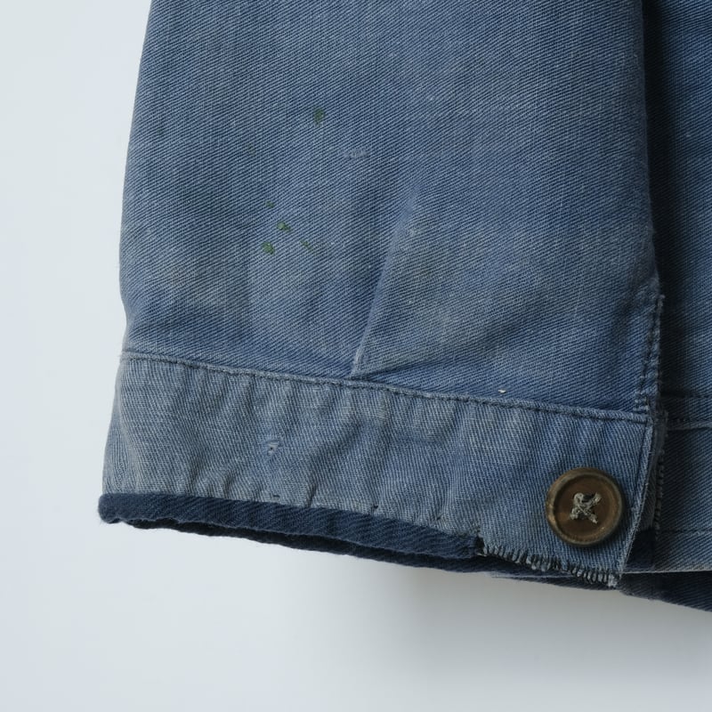 40s Vulcain Blue Cotton Twill Jacket Wood Butt