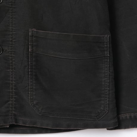 40-50s France Vintage Le Mont St Michel Black Moleskin Jacket