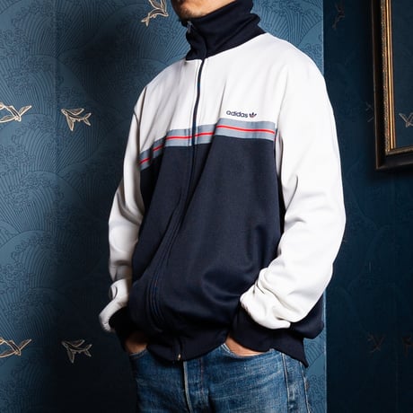 70-80s Vintage adidas Ventex Track Jacket Navy × White × Lines (Made in France)