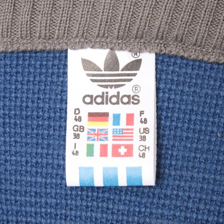 80s Vintage adidas Knit Pullover Light Blue × Gray (Made in West Germany)