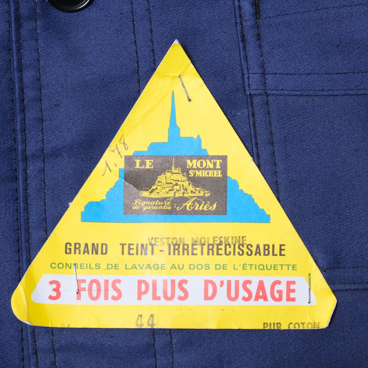 40-50s Le Mont St Michel Blue Moleskin Jacket S
