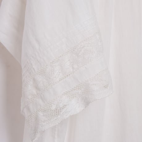 〜1930s French Antique Cotton Lace Short Sleeve Night Dress  1