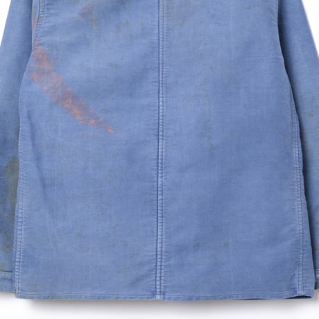 40s France Vintage Le Mont St Michel Blue Moleskin Work Jacket