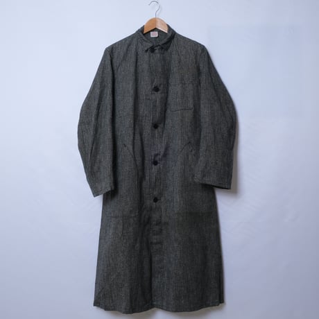 40-50s French Vintage CSC Black Chambray Atelier Coat Size44 Dead Stock