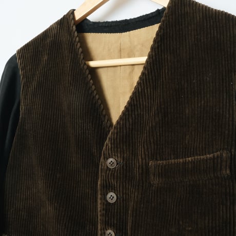 30s-40s Le Mont St Michel Corduroy×Black Moleskin Gilet