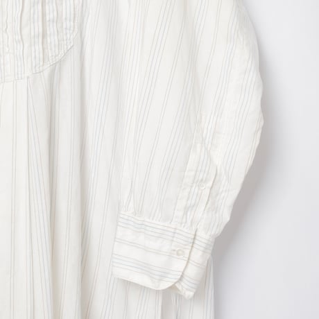 40-50s France Vintage Blue Striped Cotton Dress Shirt