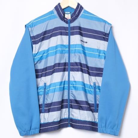 80s Vintage adidas Track Jacket Stripe Navy × Light Blue (Made in West Germany)