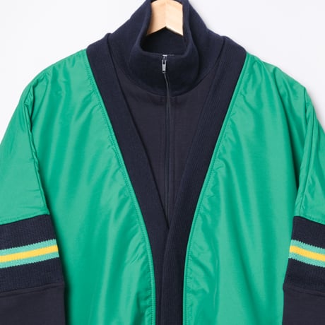 80s Vintage adidas Ventex Green × Navy Blouson (Made in France)Dead Stock