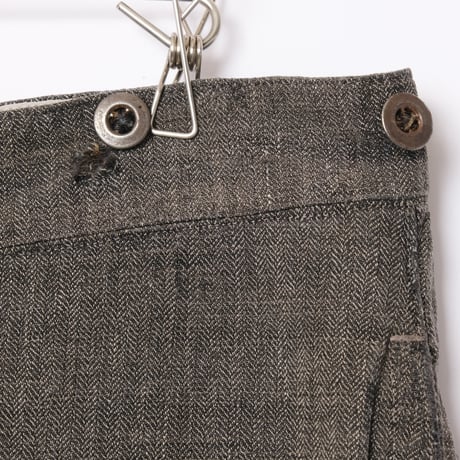 30-40s French Vintage HBT Black Chambray Trousers Stripe Patch Work