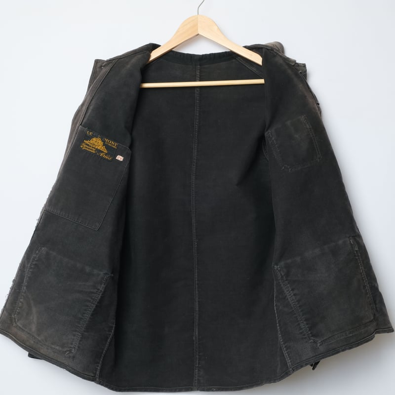 30s〜 LE MONT ST MICHEL ブラックモールスキンジャケット 30's】French Vintage Black Moleskin Work Jacket 