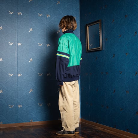 80s Vintage adidas Ventex Green × Navy Track Jacket Dead Stock (Made in France)