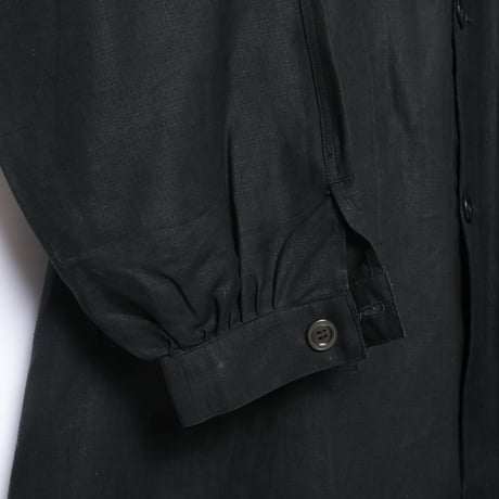 30-40s France Vintage Linbleuvil Black Linen  Maquignon Coat Dead Stock