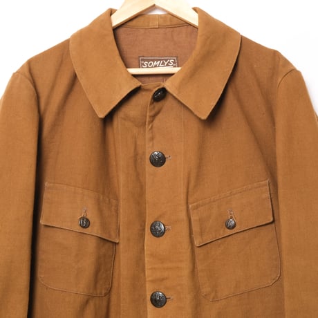 40s France Vintage SOMLYS Cotton Linen Hunting Jacket Dead Stock