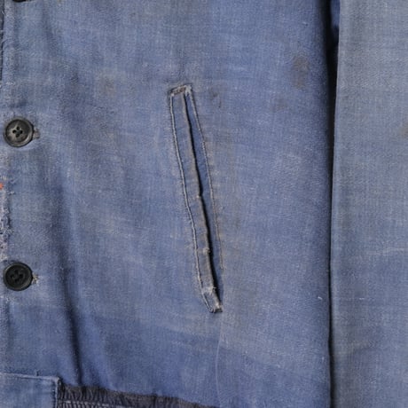 40s France Vintage Le Faisan Blue Mokeskin Cyclist Jacket