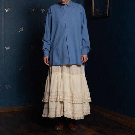 40s France Vintage Cotton  Lace Skirt（Ecru)
