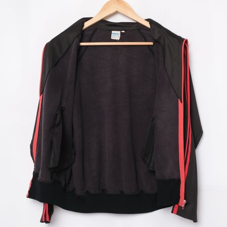 70-80s Vintage adidas Track Jacket Curve Pocket  Black × Red Small