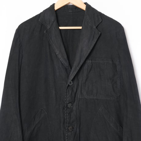 40s France Vintage Black Linen  Maquignon Coat