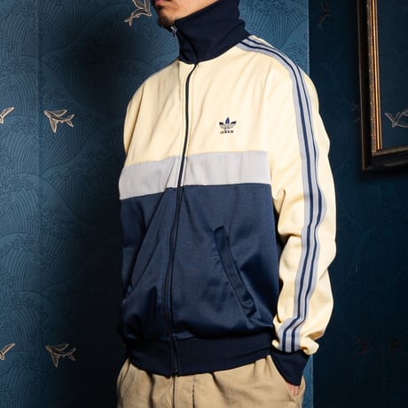70-80s Vintage adidas Track Jacket Navy × Custard (Made in England)