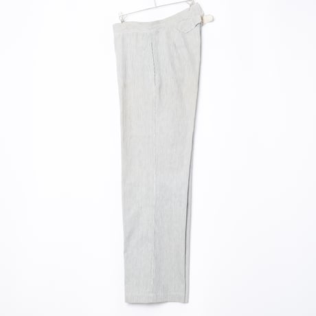 -30s France Vintage Belle Jardiniere Striped Cotton Trousers