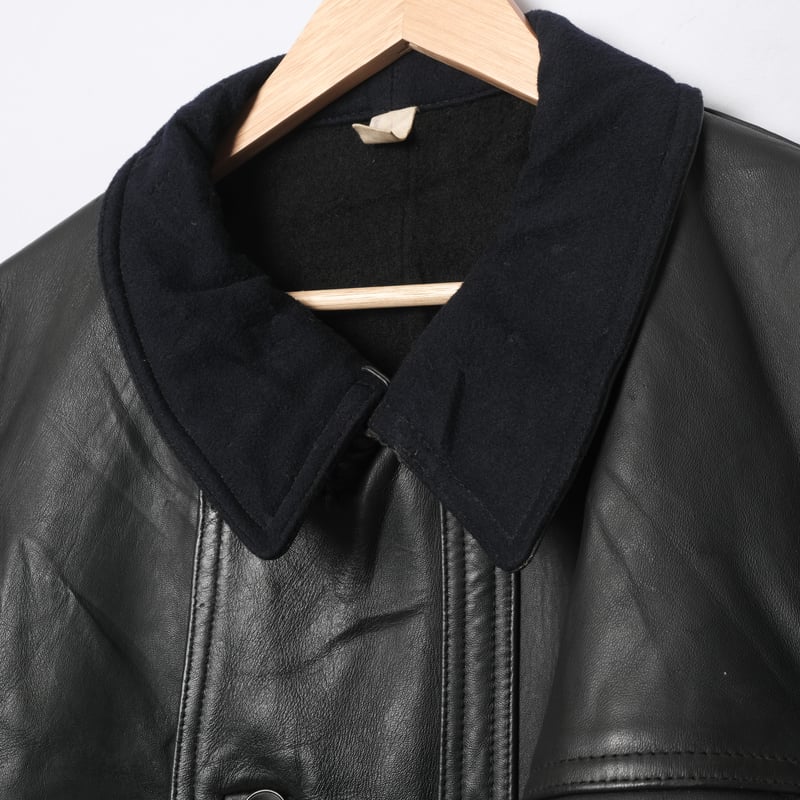 50-60s France Vintage MTVC Leather Jacket Wool