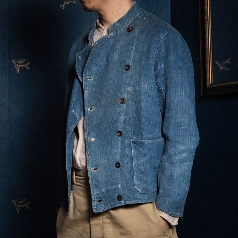 FRENCH MILITARY◇ジャケット/-/リネン/ブルー/french navy linen smock-