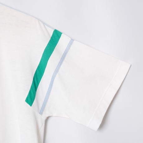 80s Vintage adidas Ventex Short Sleeve Polo Shirt White × Light Blue Green Line（Made in France）