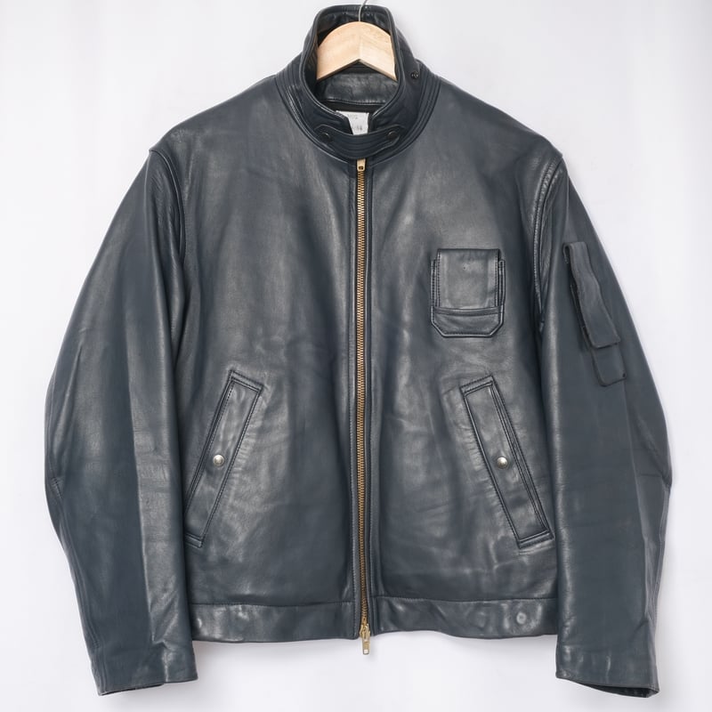 French Army Pilot Leather Jacket (Navy) Size96M