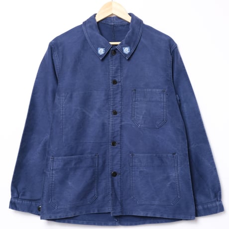 50-60s France Vintage Le Sans Pareil Blue Moleskin Jacket 1